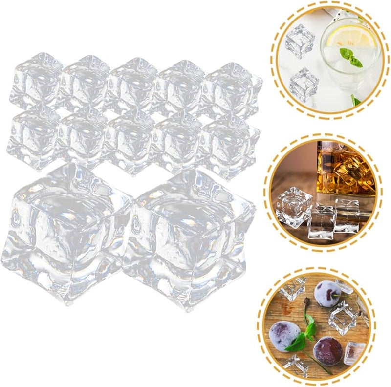 STOBAZA 60Pcs Clear Plastic Fake Ice Cubes For Photography Props DIY Decor Centerpieces - Image 2